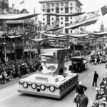 Float in the Pageant of Progress, 1936, representing the importance of manufacturing to the state.