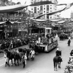 Image: black and white photo of pageant float