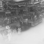 Image: black and white photo of parade float