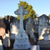 white marble cross headstone