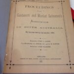 Image: yellowing paper, reading 'Proceedings of the Gardeners' and Market Salesmen's Association of South Australia, for the year ending 31st October, 1884'