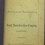 Image: yellow paper with black specks, reading 'Memorandum and Articles of Association of South Australian Jam Company, Limited.'