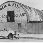 Image: large corrugated iron shed with curved roof