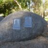 Image: bronze plaques set in granite boulders