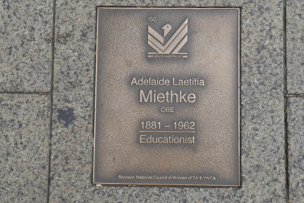 J150 Plaque, Adelaide Laetitia Miethke