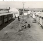 Image: rows of curved tin buildings