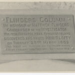 Image: 1902 plaque on Flinders Column - text reads: In honour of Matthew Flinders, commander of the Investigator, who from Kangaroo Head, Kangaroo Island discovered and named Mount Lofty on Tuesday 23rd March 1802.